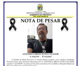 Nota de Pesar – Falecimento do Sr. Antonio Carlos Alves Caçador, pioneiro de Brasil Novo, servidor aposentado da antiga Fundação SESP